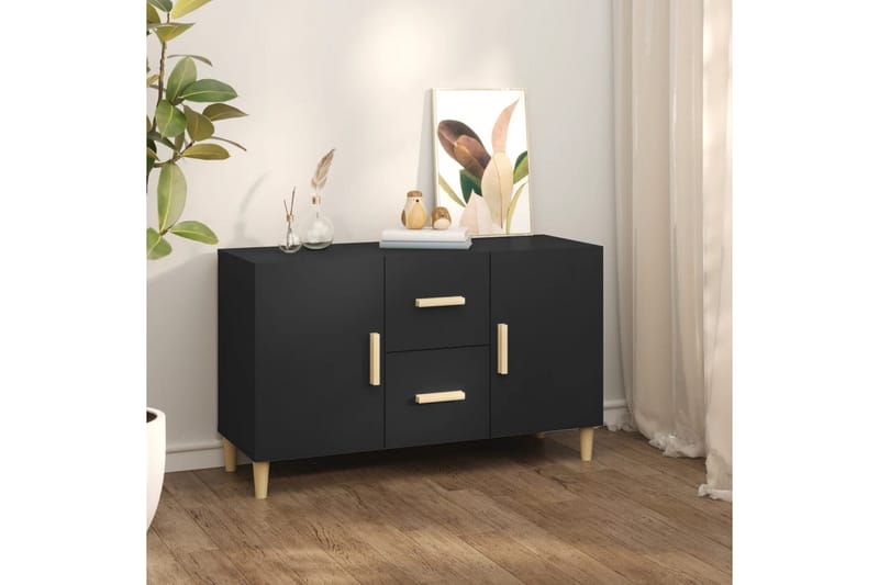 beBasic Skjenk svart 100x36x60 cm konstruert tre - Svart - Sideboard & skjenker