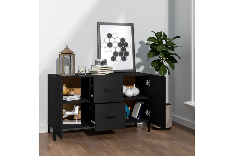 beBasic Skjenk svart 100x36x60 cm konstruert tre - Svart - Oppbevaring - Oppbevaringsmøbler - Sideboard & skjenker