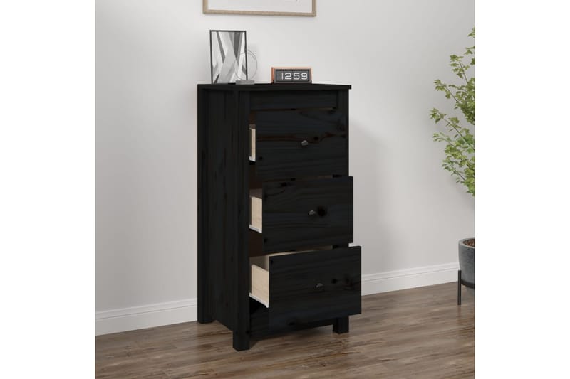 beBasic Skjenk svart 40x35x80 cm heltre furu - Svart - Oppbevaring - Oppbevaringsmøbler - Sideboard & skjenker