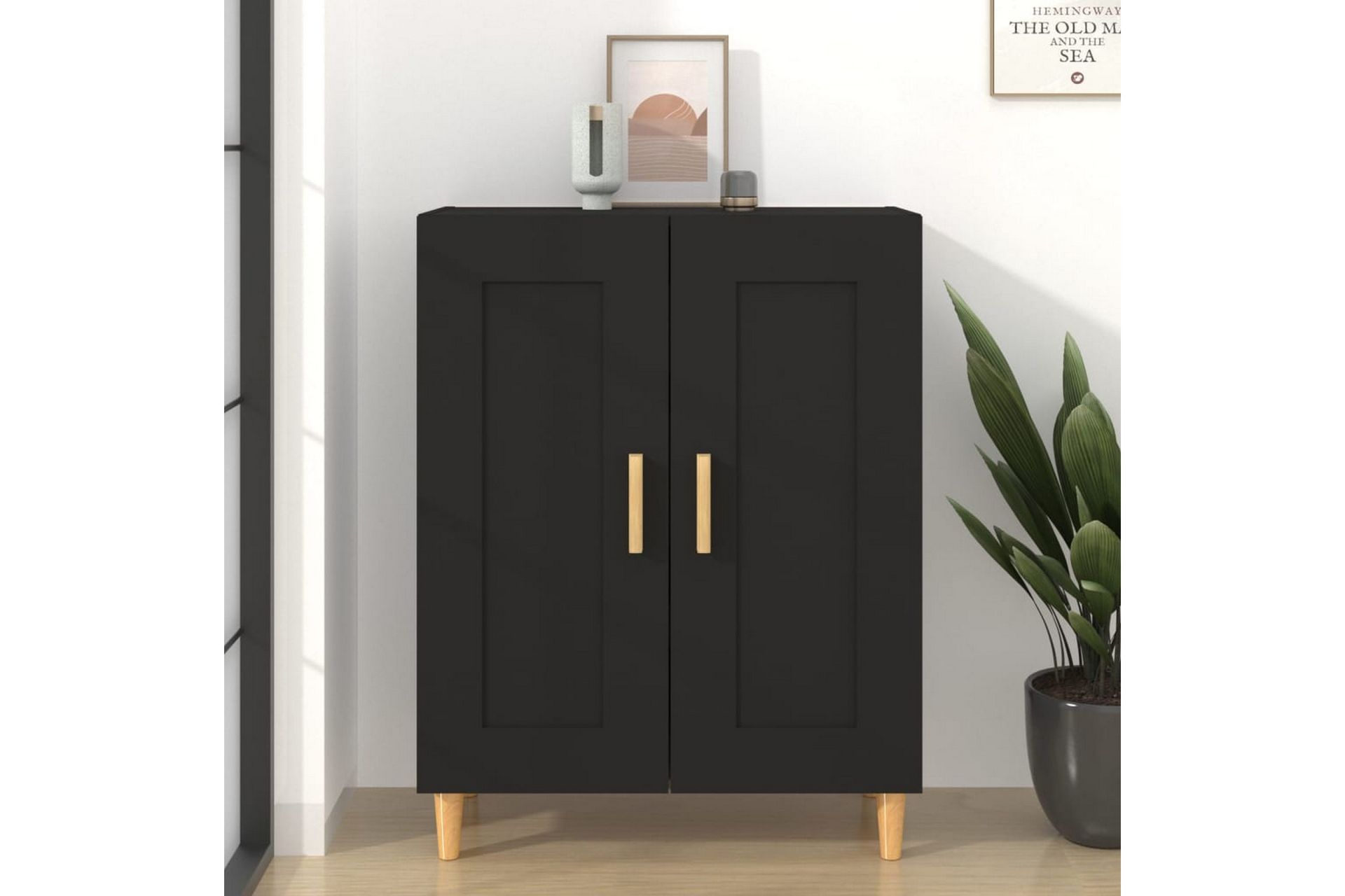 beBasic Skjenk svart 69,5x34x90 cm konstruert tre - Svart - Oppbevaring - Oppbevaringsmøbler - Sideboard & skjenker