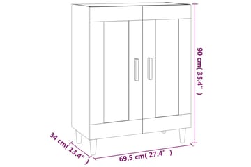 beBasic Skjenk svart 69,5x34x90 cm konstruert tre - Svart - Oppbevaring - Oppbevaringsmøbler - Sideboard & skjenker