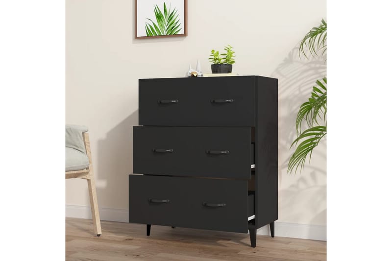 beBasic Skjenk svart 69,5x34x90 cm konstruert tre - Svart - Oppbevaring - Oppbevaringsmøbler - Sideboard & skjenker
