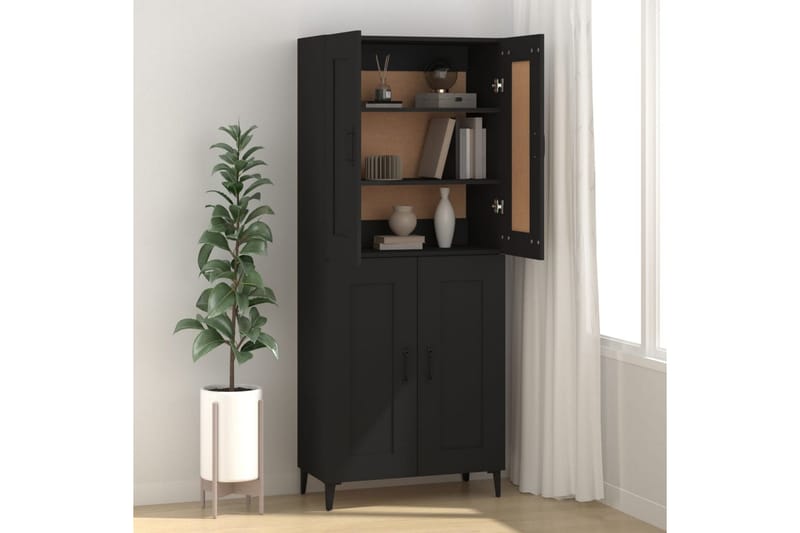 beBasic Skjenk svart 69,5x34x90 cm konstruert tre - Svart - Oppbevaring - Oppbevaringsmøbler - Sideboard & skjenker
