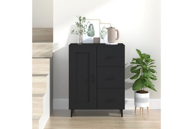 beBasic Skjenk svart 69,5x34x90 cm konstruert tre - Svart - Oppbevaring - Oppbevaringsmøbler - Sideboard & skjenker