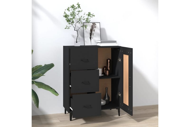 beBasic Skjenk svart 69,5x34x90 cm konstruert tre - Svart - Oppbevaring - Oppbevaringsmøbler - Sideboard & skjenker