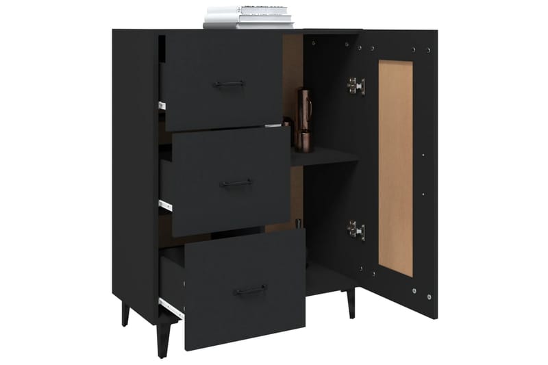 beBasic Skjenk svart 69,5x34x90 cm konstruert tre - Svart - Oppbevaring - Oppbevaringsmøbler - Sideboard & skjenker