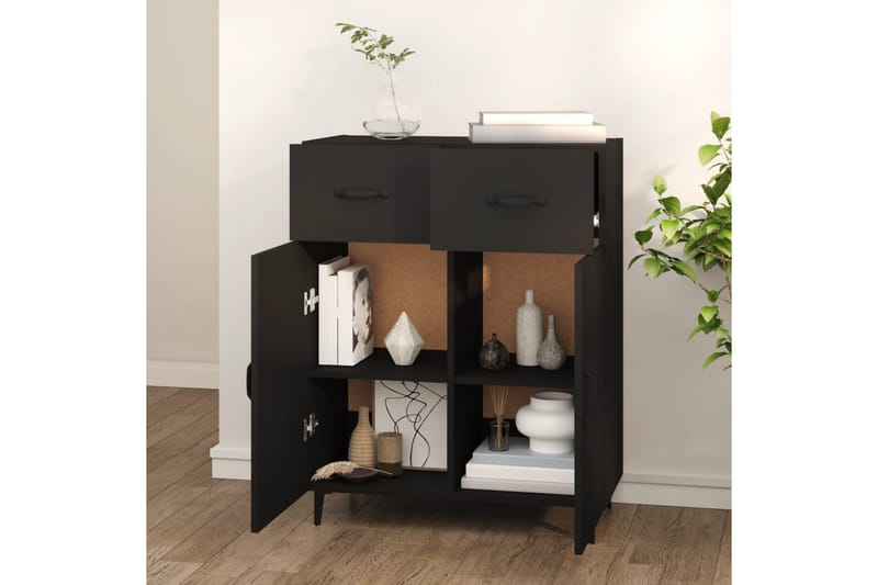 beBasic Skjenk svart 69,5x34x90 cm konstruert tre - Svart - Oppbevaring - Oppbevaringsmøbler - Sideboard & skjenker