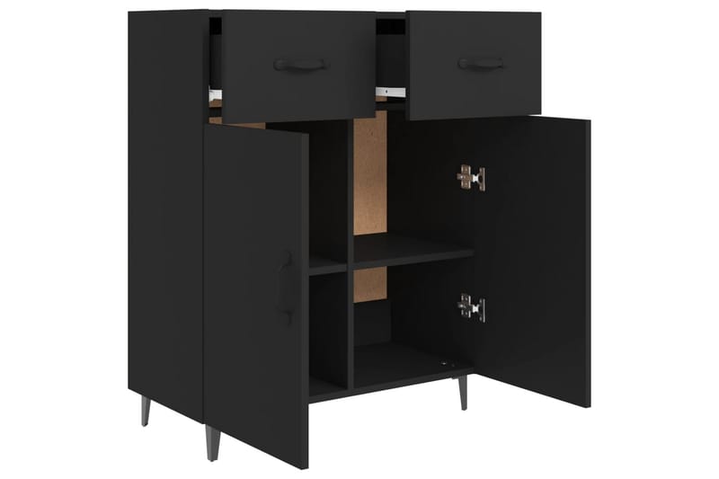 beBasic Skjenk svart 69,5x34x90 cm konstruert tre - Svart - Oppbevaring - Oppbevaringsmøbler - Sideboard & skjenker