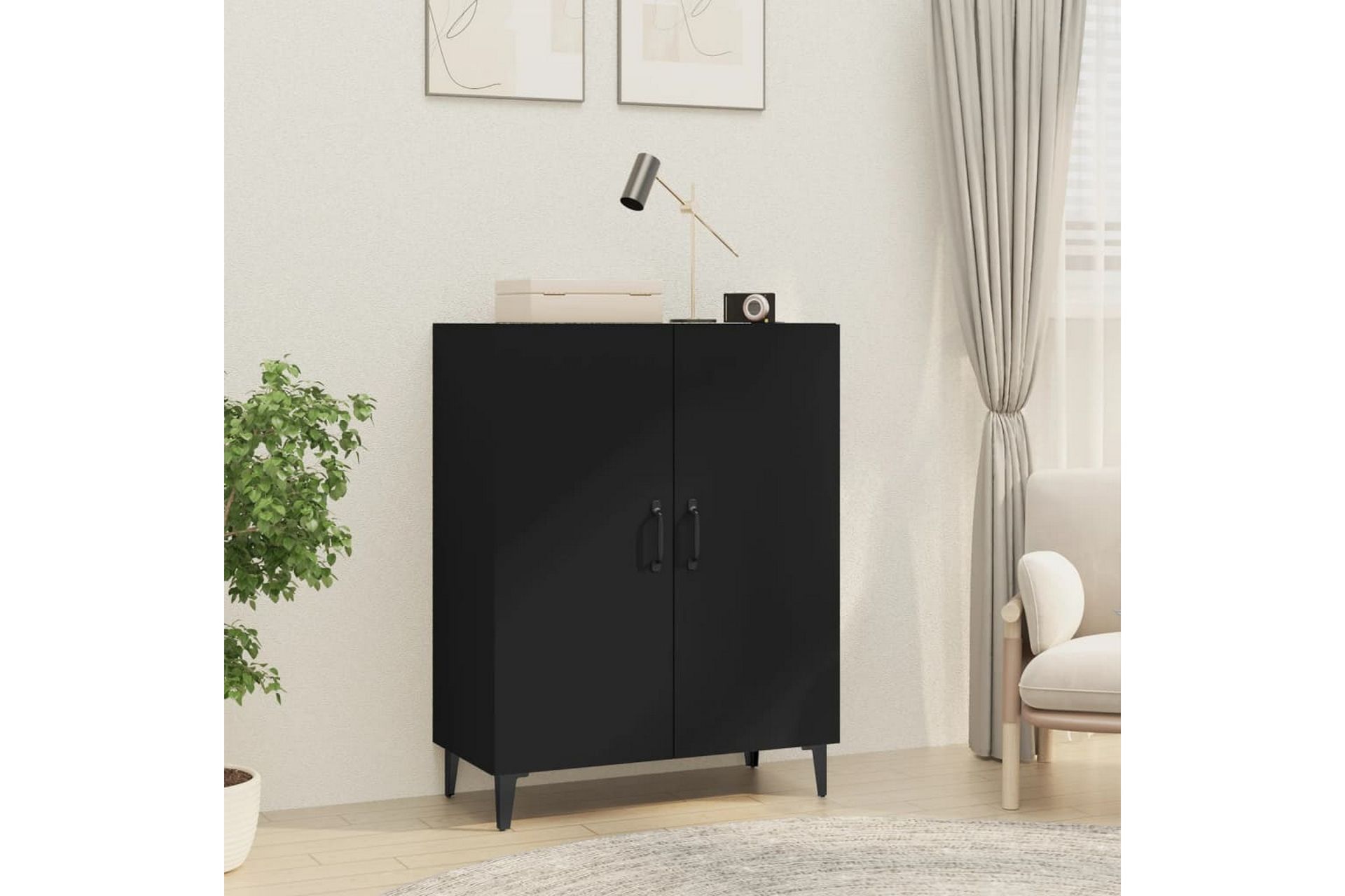 beBasic Skjenk svart 70x34x90 cm konstruert tre - Svart - Oppbevaring - Oppbevaringsmøbler - Sideboard & skjenker