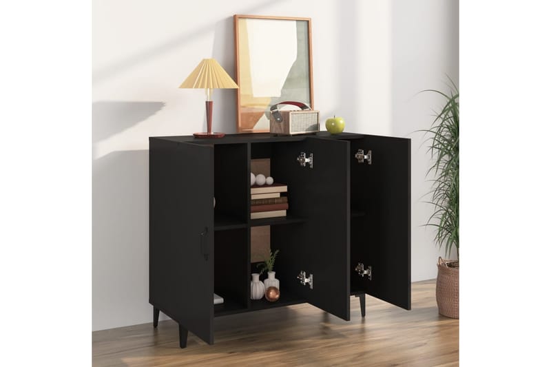 beBasic Skjenk svart 90x34x80 cm konstruert tre - Svart - Oppbevaring - Oppbevaringsmøbler - Sideboard & skjenker