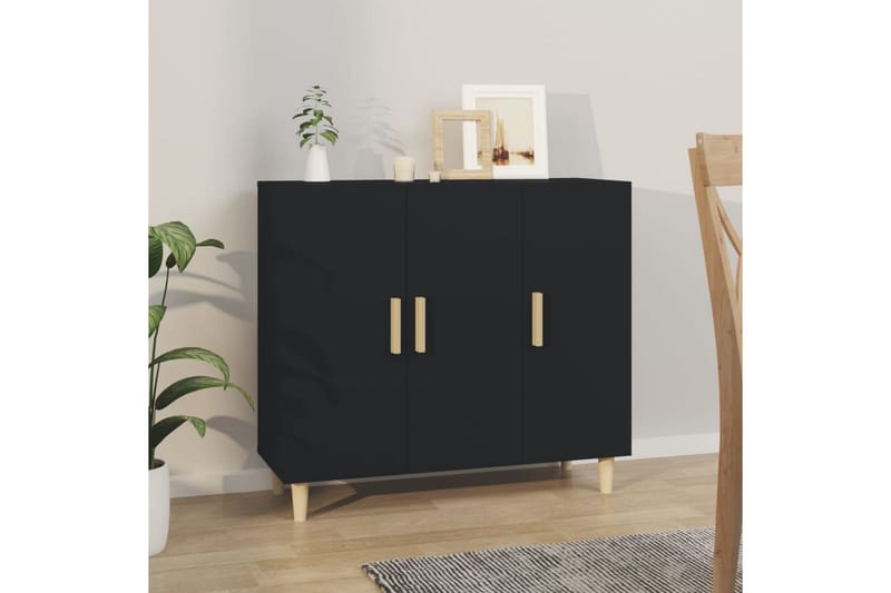 beBasic Skjenk svart 90x34x80 cm konstruert tre - Svart - Sideboard & skjenker