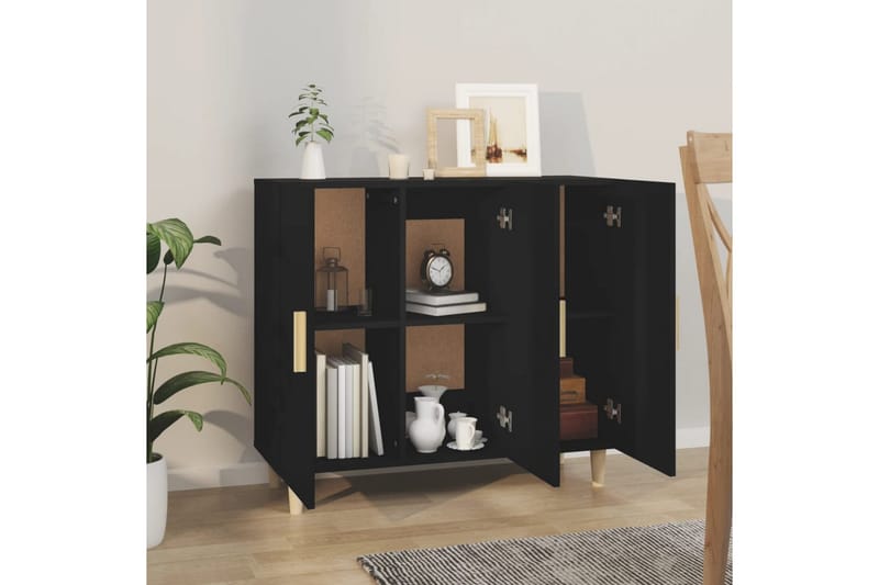 beBasic Skjenk svart 90x34x80 cm konstruert tre - Svart - Oppbevaring - Oppbevaringsmøbler - Sideboard & skjenker