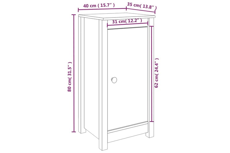 beBasic Skjenker 2 stk 40x35x80 cm heltre furu - Brun - Oppbevaring - Oppbevaringsmøbler - Sideboard & skjenker