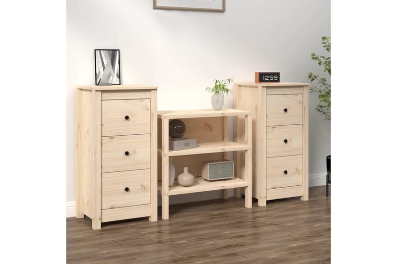 beBasic Skjenker 2 stk 40x35x80 cm heltre furu - Brun - Oppbevaring - Oppbevaringsmøbler - Sideboard & skjenker