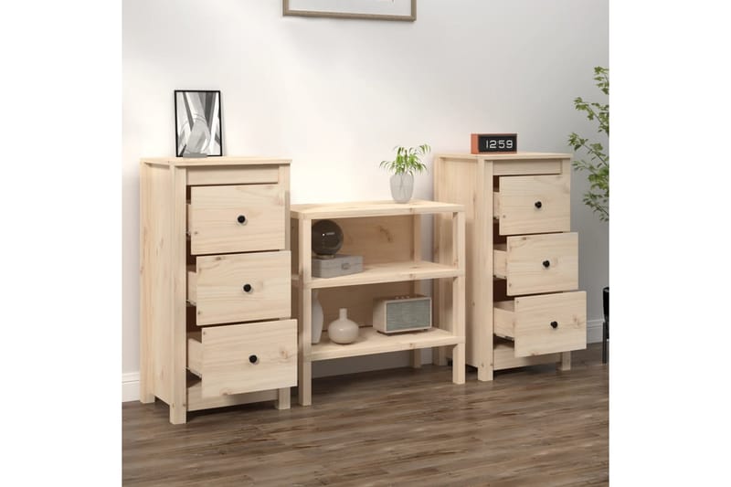 beBasic Skjenker 2 stk 40x35x80 cm heltre furu - Brun - Oppbevaring - Oppbevaringsmøbler - Sideboard & skjenker