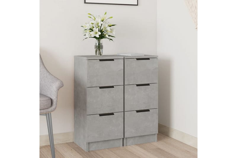 beBasic Skjenker 2 stk betonggrå 30x30x70 cm konstruert tre - GrÃ¥ - Oppbevaring - Oppbevaringsmøbler - Sideboard & skjenker