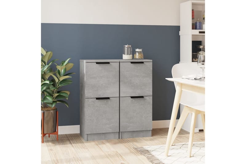 beBasic Skjenker 2 stk betonggrå 30x30x70 cm konstruert tre - GrÃ¥ - Oppbevaring - Oppbevaringsmøbler - Sideboard & skjenker