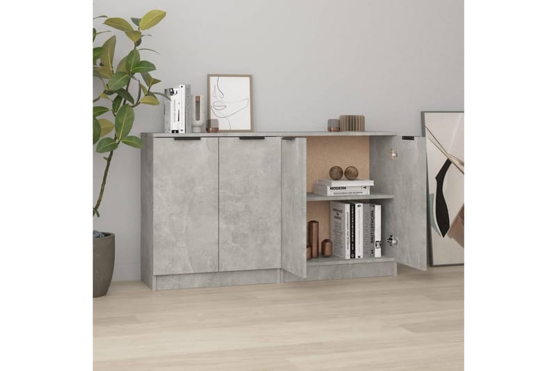 beBasic Skjenker 2 stk betonggrå 60x30x70 cm konstruert tre - GrÃ¥ - Sideboard & skjenker