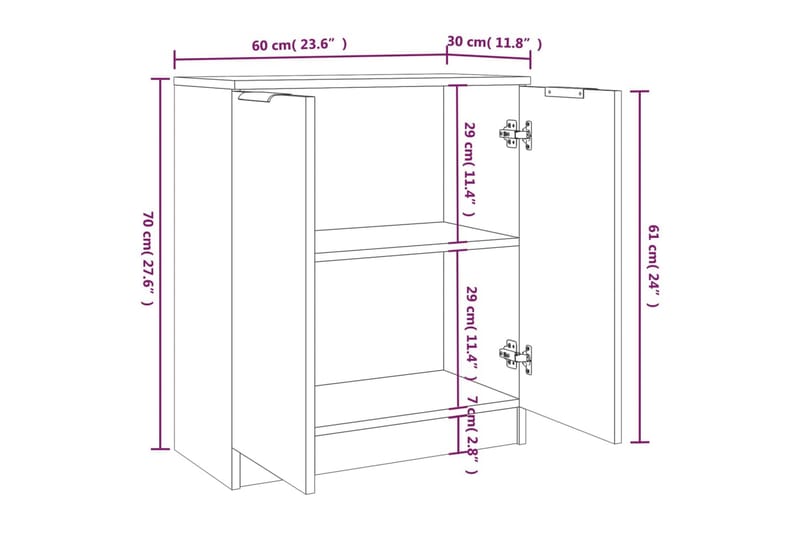 beBasic Skjenker 2 stk betonggrå 60x30x70 cm konstruert tre - GrÃ¥ - Sideboard & skjenker