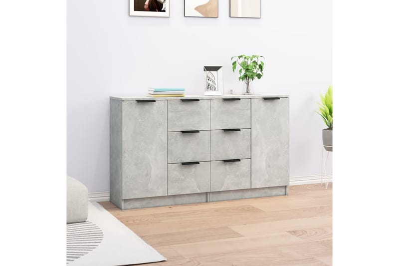 beBasic Skjenker 2 stk betonggrå 60x30x70 cm konstruert tre - GrÃ¥ - Sideboard & skjenker