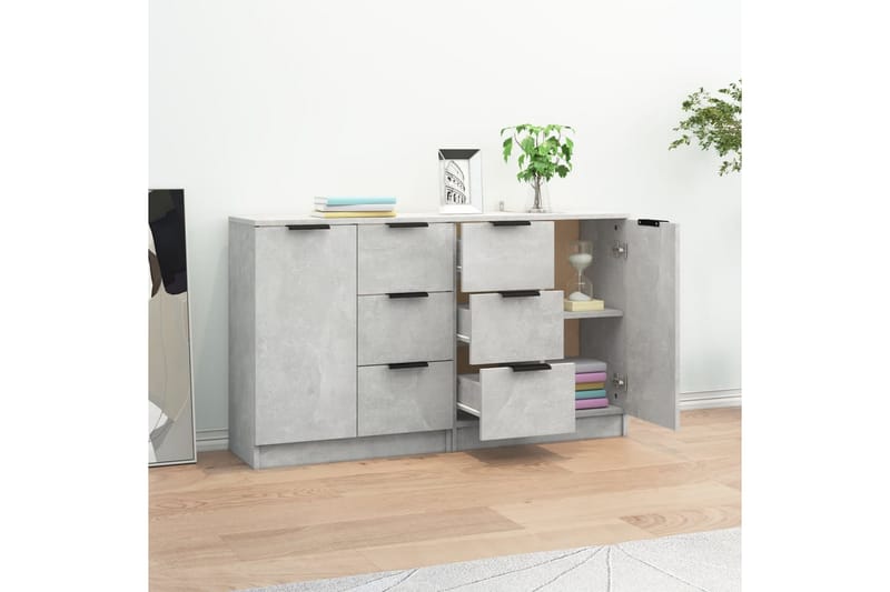 beBasic Skjenker 2 stk betonggrå 60x30x70 cm konstruert tre - GrÃ¥ - Sideboard & skjenker