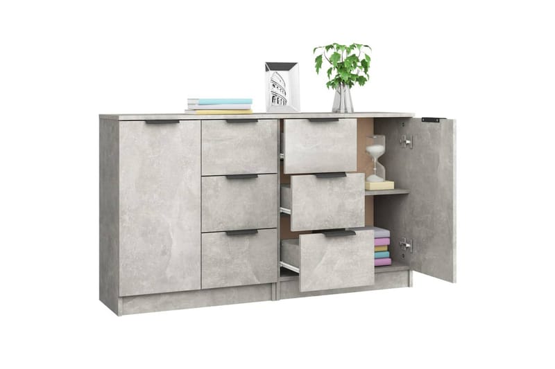 beBasic Skjenker 2 stk betonggrå 60x30x70 cm konstruert tre - GrÃ¥ - Sideboard & skjenker