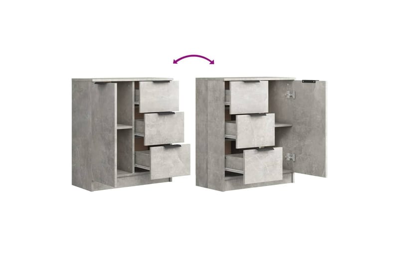 beBasic Skjenker 2 stk betonggrå 60x30x70 cm konstruert tre - GrÃ¥ - Oppbevaring - Oppbevaringsmøbler - Sideboard & skjenker