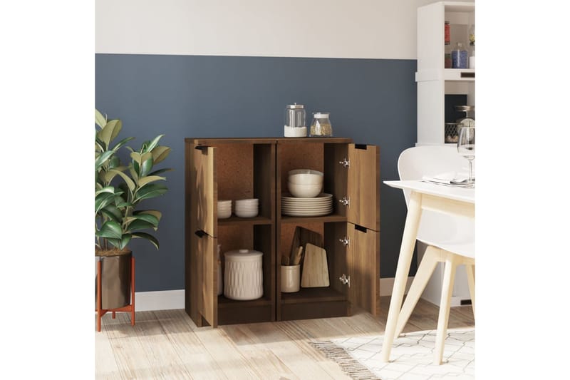 beBasic Skjenker 2 stk brun eik 30x30x70 cm konstruert tre - Brun - Oppbevaring - Oppbevaringsmøbler - Sideboard & skjenker