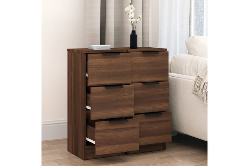 beBasic Skjenker 2 stk brun eik 30x30x70 cm konstruert tre - Brun - Oppbevaring - Oppbevaringsmøbler - Sideboard & skjenker