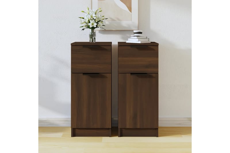 beBasic Skjenker 2 stk brun eik 30x30x70 cm konstruert tre - Brun - Oppbevaring - Oppbevaringsmøbler - Sideboard & skjenker