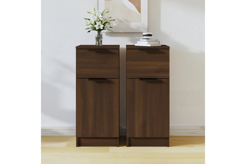 beBasic Skjenker 2 stk brun eik 30x30x70 cm konstruert tre - Brun - Sideboard & skjenker