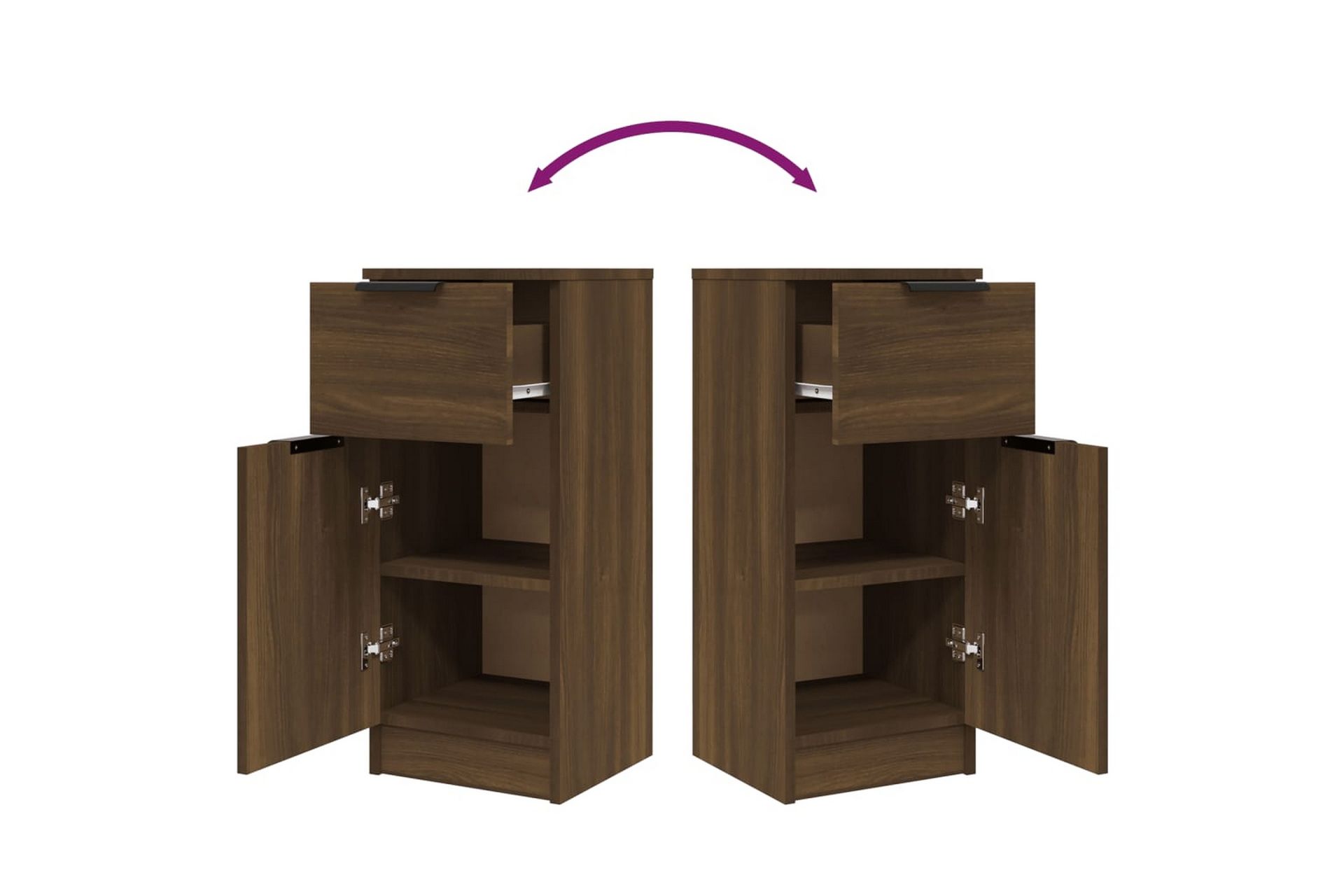 beBasic Skjenker 2 stk brun eik 30x30x70 cm konstruert tre - Brun - Oppbevaring - Oppbevaringsmøbler - Sideboard & skjenker