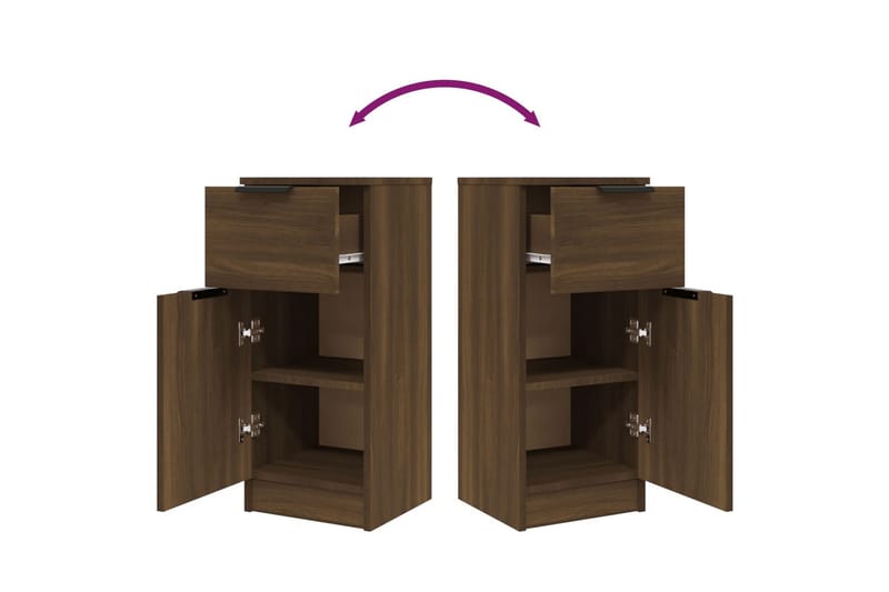 beBasic Skjenker 2 stk brun eik 30x30x70 cm konstruert tre - Brun - Oppbevaring - Oppbevaringsmøbler - Sideboard & skjenker