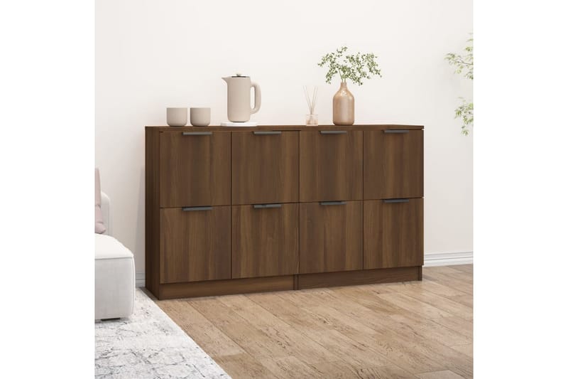 beBasic Skjenker 2 stk brun eik 60x30x70 cm konstruert tre - Brun - Oppbevaring - Oppbevaringsmøbler - Sideboard & skjenker