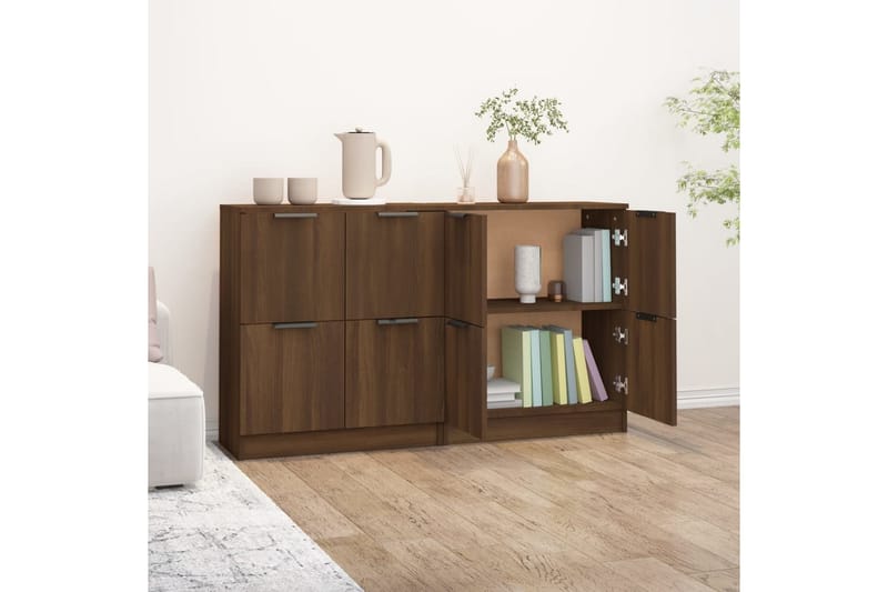 beBasic Skjenker 2 stk brun eik 60x30x70 cm konstruert tre - Brun - Oppbevaring - Oppbevaringsmøbler - Sideboard & skjenker