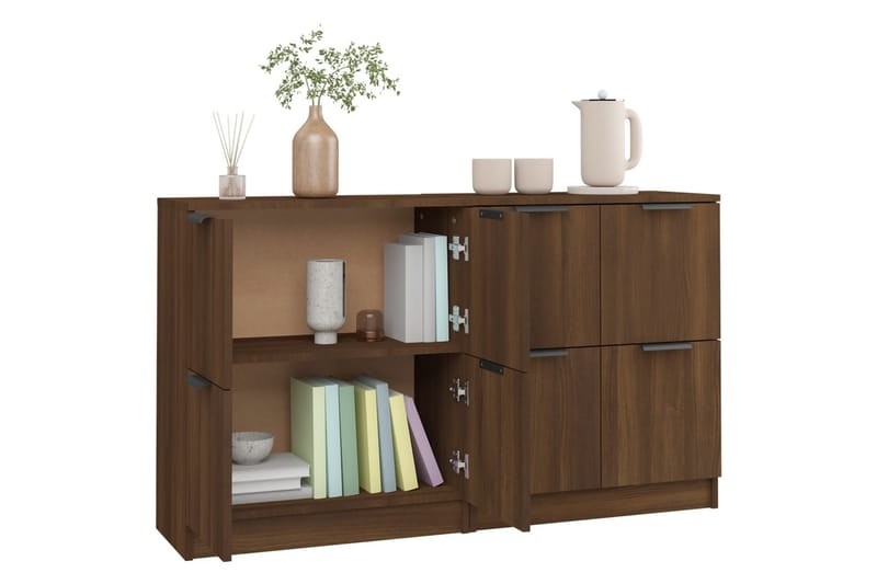 beBasic Skjenker 2 stk brun eik 60x30x70 cm konstruert tre - Brun - Oppbevaring - Oppbevaringsmøbler - Sideboard & skjenker