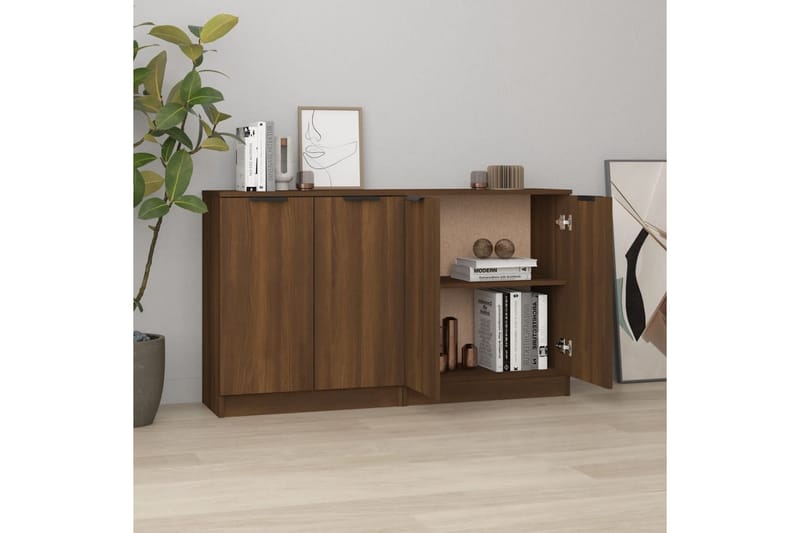 beBasic Skjenker 2 stk brun eik 60x30x70 cm konstruert tre - Brun - Oppbevaring - Oppbevaringsmøbler - Sideboard & skjenker