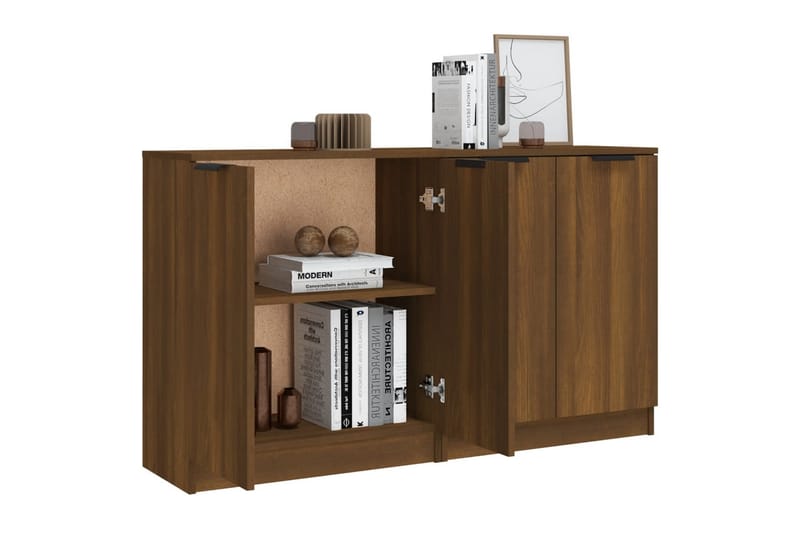 beBasic Skjenker 2 stk brun eik 60x30x70 cm konstruert tre - Brun - Oppbevaring - Oppbevaringsmøbler - Sideboard & skjenker