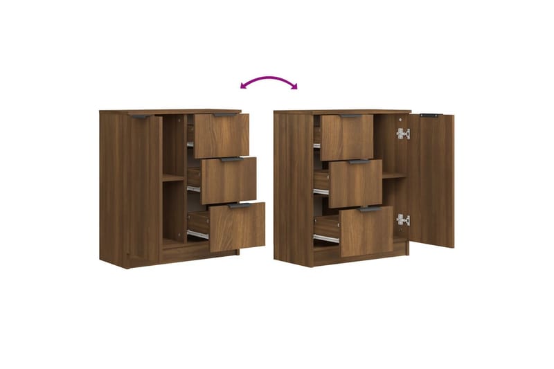 beBasic Skjenker 2 stk brun eik 60x30x70 cm konstruert tre - Brun - Oppbevaring - Oppbevaringsmøbler - Sideboard & skjenker