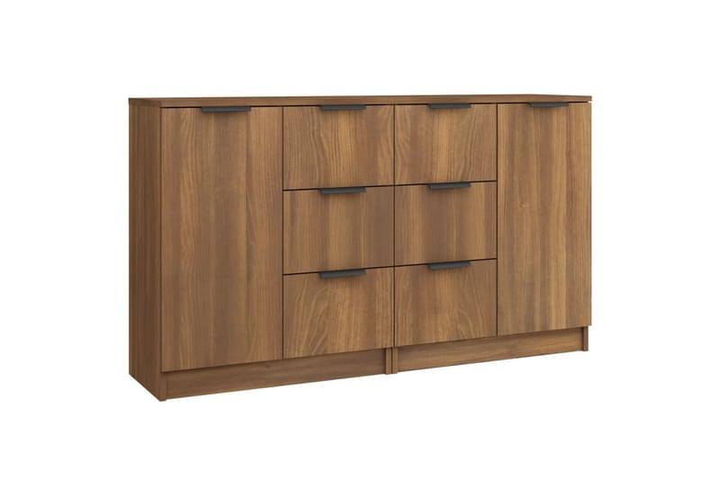 beBasic Skjenker 2 stk brun eik 60x30x70 cm konstruert tre - Brun - Oppbevaring - Oppbevaringsmøbler - Sideboard & skjenker