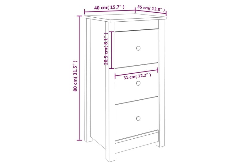 beBasic Skjenker 2 stk grå 40x35x80 cm heltre furu - GrÃ¥ - Sideboard & skjenker