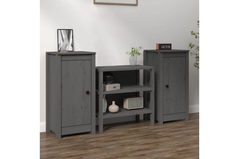 beBasic Skjenker 2 stk grå 40x35x80 cm heltre furu - GrÃ¥ - Oppbevaring - Oppbevaringsmøbler - Sideboard & skjenker