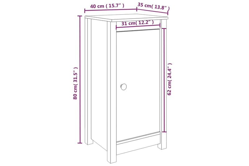 beBasic Skjenker 2 stk grå 40x35x80 cm heltre furu - GrÃ¥ - Oppbevaring - Oppbevaringsmøbler - Sideboard & skjenker