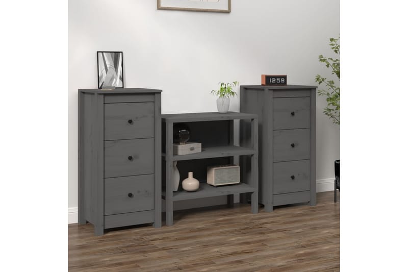beBasic Skjenker 2 stk grå 40x35x80 cm heltre furu - GrÃ¥ - Oppbevaring - Oppbevaringsmøbler - Sideboard & skjenker