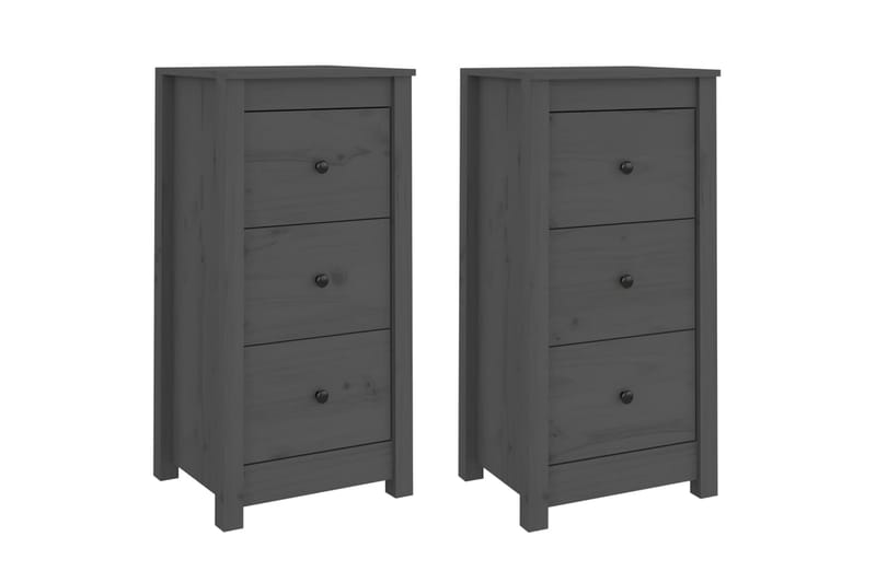 beBasic Skjenker 2 stk grå 40x35x80 cm heltre furu - GrÃ¥ - Oppbevaring - Oppbevaringsmøbler - Sideboard & skjenker