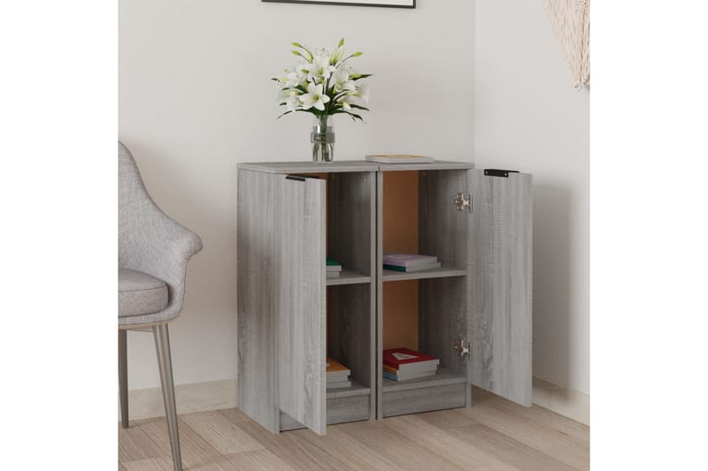 beBasic Skjenker 2 stk grå sonoma 30x30x70 cm konstruert tre - GrÃ¥ - Oppbevaring - Oppbevaringsmøbler - Sideboard & skjenker
