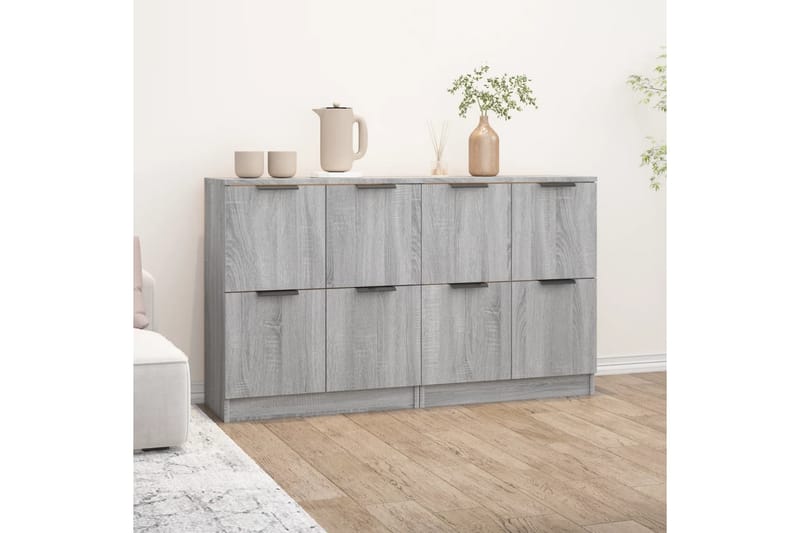 beBasic Skjenker 2 stk grå sonoma 60x30x70 cm konstruert tre - GrÃ¥ - Sideboard & skjenker