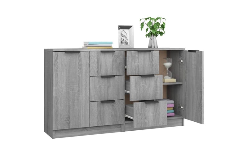 beBasic Skjenker 2 stk grå sonoma 60x30x70 cm konstruert tre - GrÃ¥ - Oppbevaring - Oppbevaringsmøbler - Sideboard & skjenker