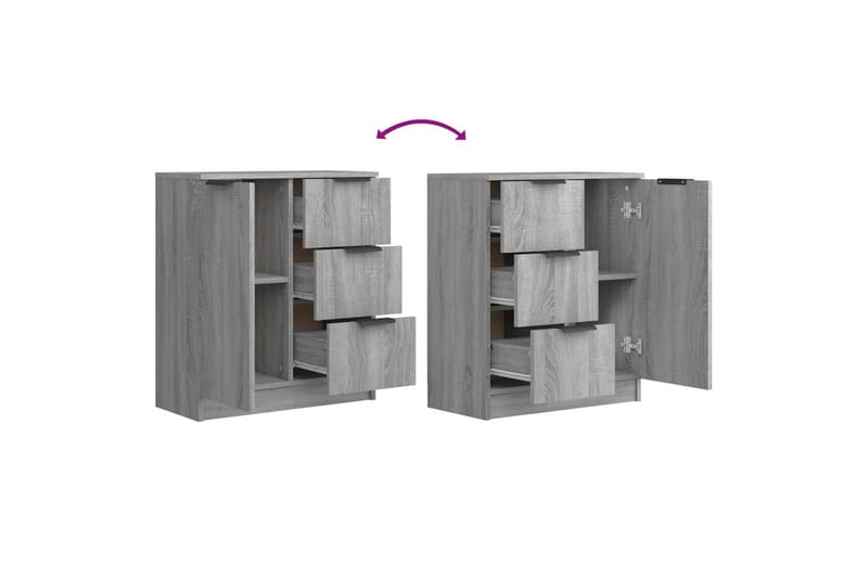 beBasic Skjenker 2 stk grå sonoma 60x30x70 cm konstruert tre - GrÃ¥ - Oppbevaring - Oppbevaringsmøbler - Sideboard & skjenker