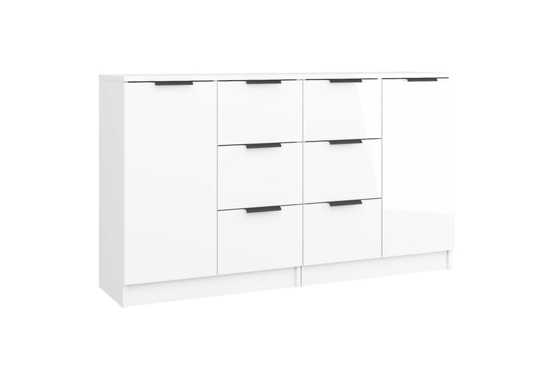 beBasic Skjenker 2 stk høyglans hvit 60x30x70 cm konstruert tre - Hvit - Oppbevaring - Oppbevaringsmøbler - Sideboard & skjenker